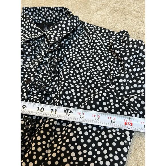 Y2K Spense Polka Dot Ruffle Trim Top Sz S Tie Waist Retro Business Office Siren - Picture 5 of 7